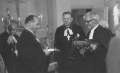 Mežaparka baznīcā: arhibīskaps J.Matulis, māc.Ē.Mesters, māc. V.Ozoliņš un māc. R. Feldmanis (70tie gadi) (Foto:LAB)