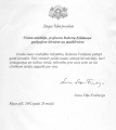 Latvijas Valsts prezidentes līdzjūtība sakarā ar R. Feldmaņa bērēm